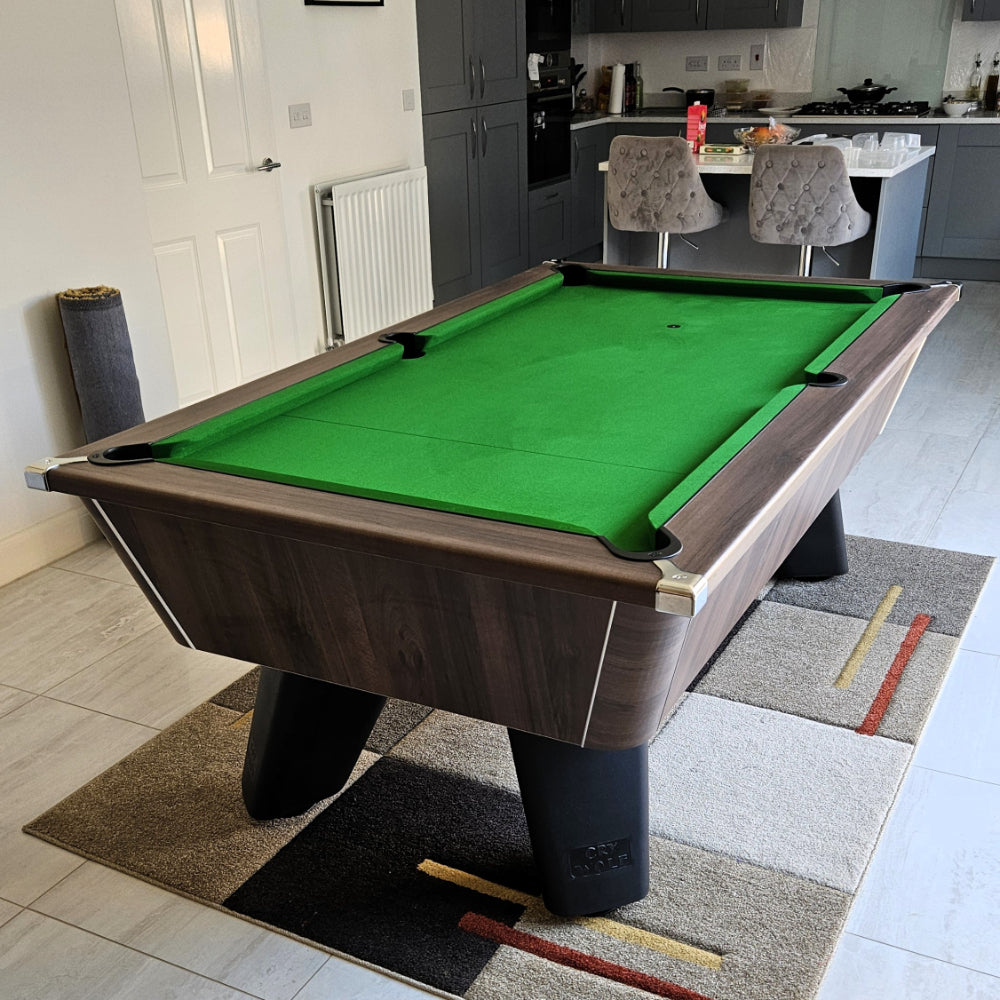 Cry Wolf Indoor Pool Table | Dark Walnut | Smart Olive Cloth
