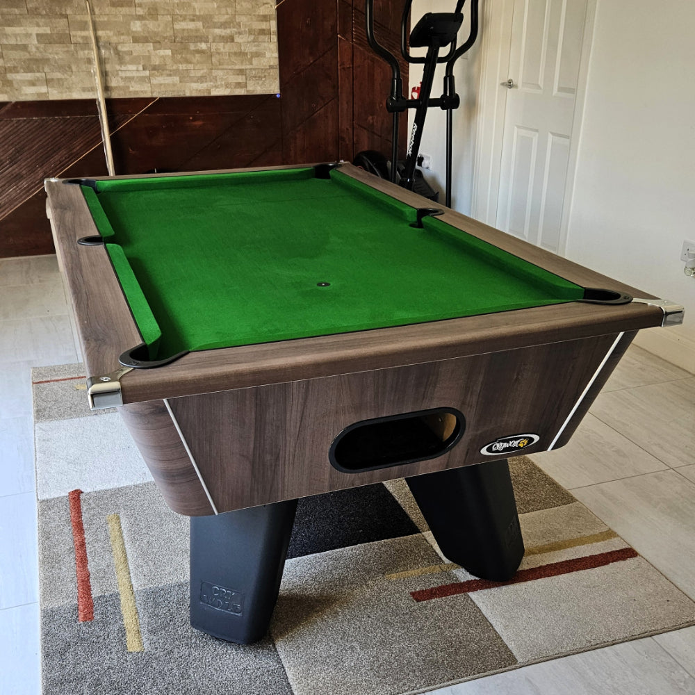 Cry Wolf Indoor Pool Table | Dark Walnut | Smart Olive Cloth