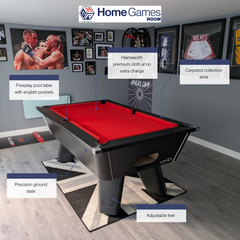 Cry Wolf Slate Bed Indoor Pool Table - Black