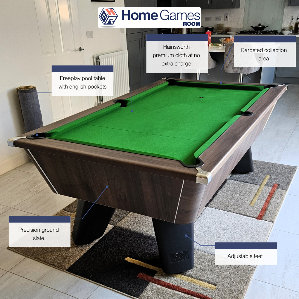 Cry Wolf Slate Bed Indoor Pool Table - Dark Walnut