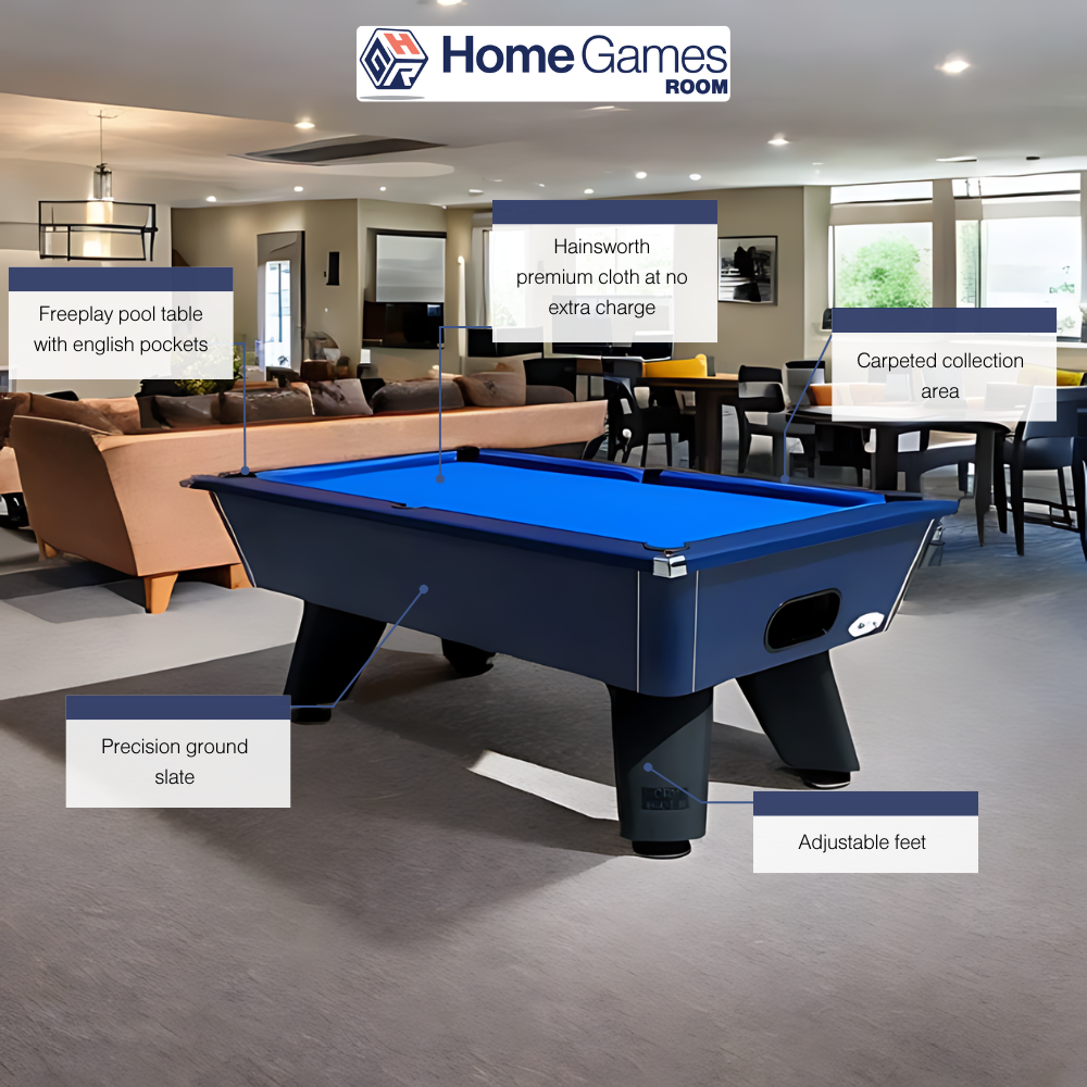 Cry Wolf Slate Bed Indoor Pool Table - Midnight Blue