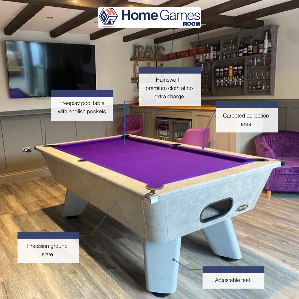 Cry Wolf Slate Bed Indoor Pool Table - Urban Grey