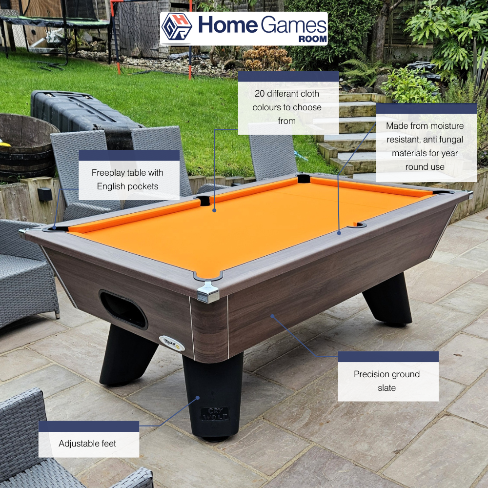 Cry Wolf Slate Bed Outdoor Pool Table - Dark Walnut