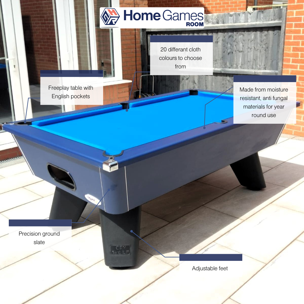 Cry Wolf Slate Bed Outdoor Pool Table - Midnight Blue