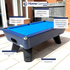 Cry Wolf Slate Bed Outdoor Pool Table - Midnight Blue