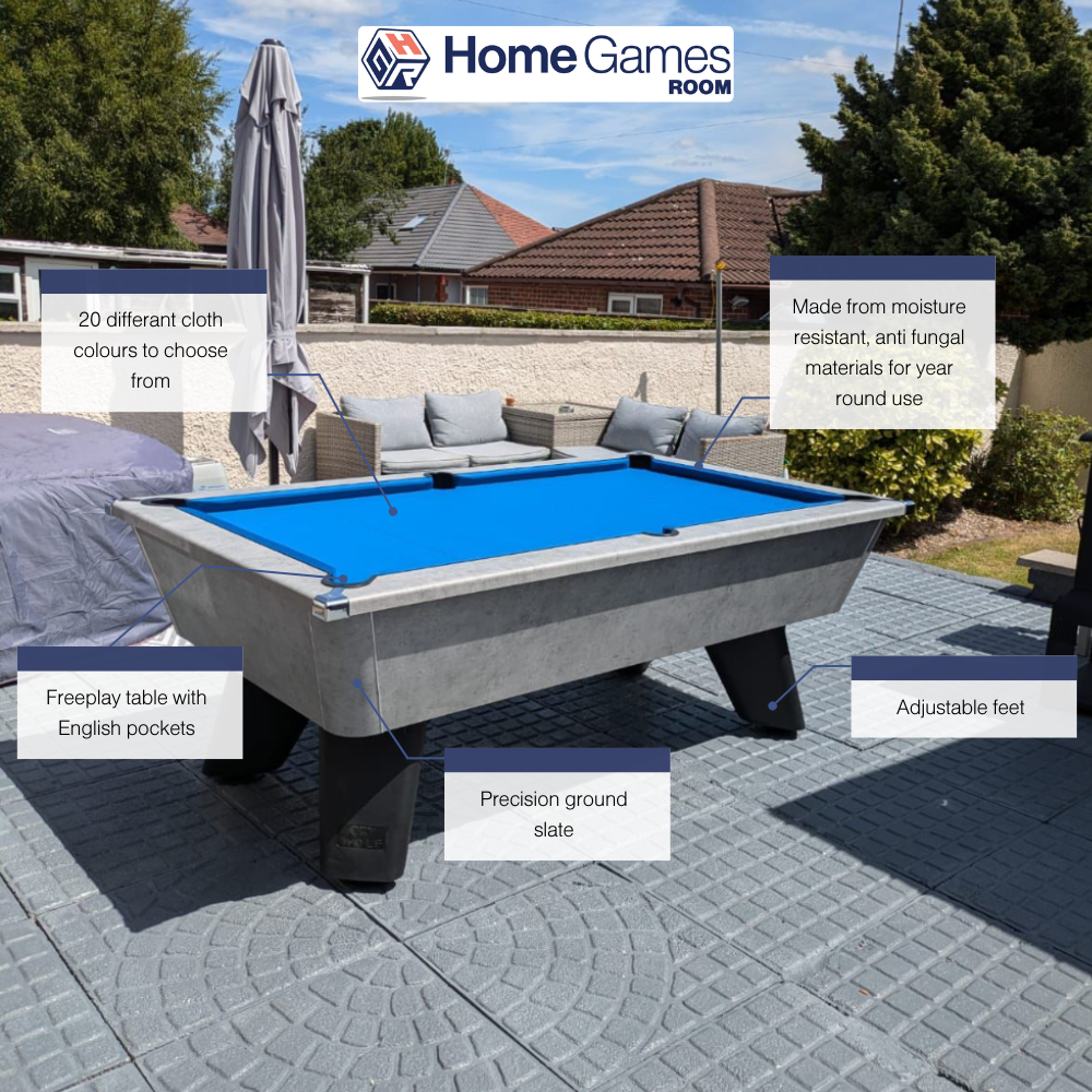 Cry Wolf Slate Bed Outdoor Pool Table - Urban Grey