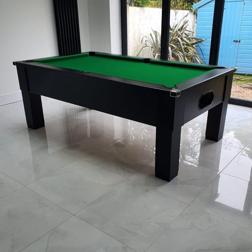 Cry Wolf Square Leg Pool Table | Black | Elite Pro English Green Cloth