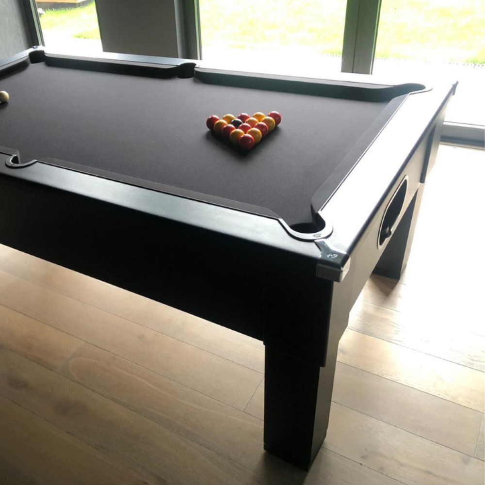 Cry Wolf Square Leg Pool Table | Black | Elite Pro Black Cloth