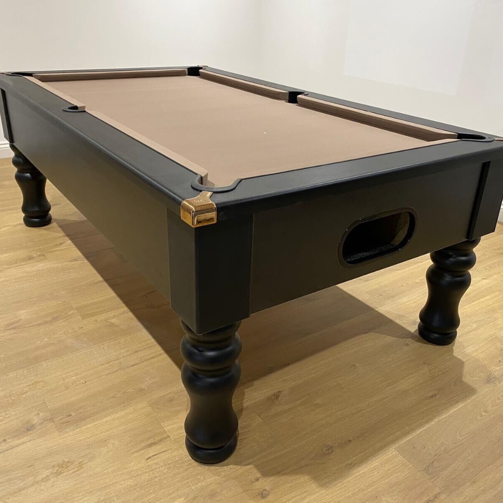 Cry Wolf Turned Leg Pool Table | Black | Smart Taupe Cloth