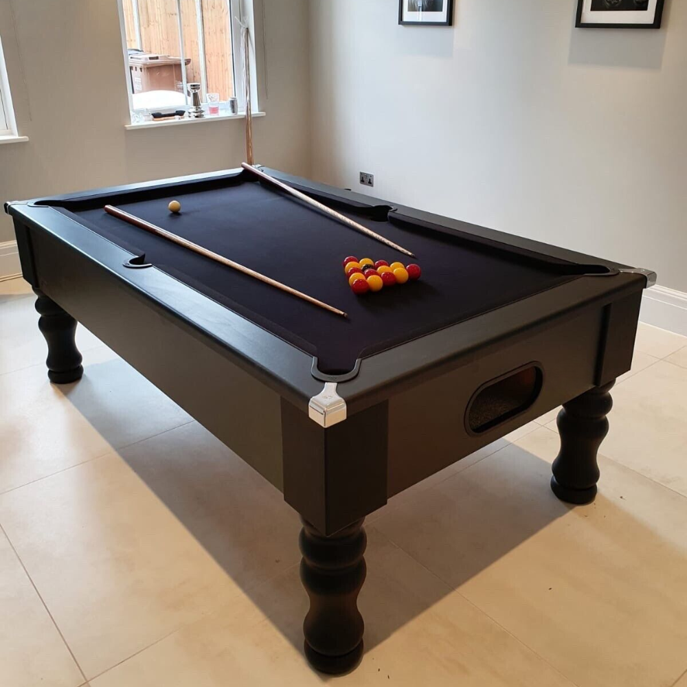 Cry Wolf Turned Leg Pool Table | Black | Elite Pro Black Cloth