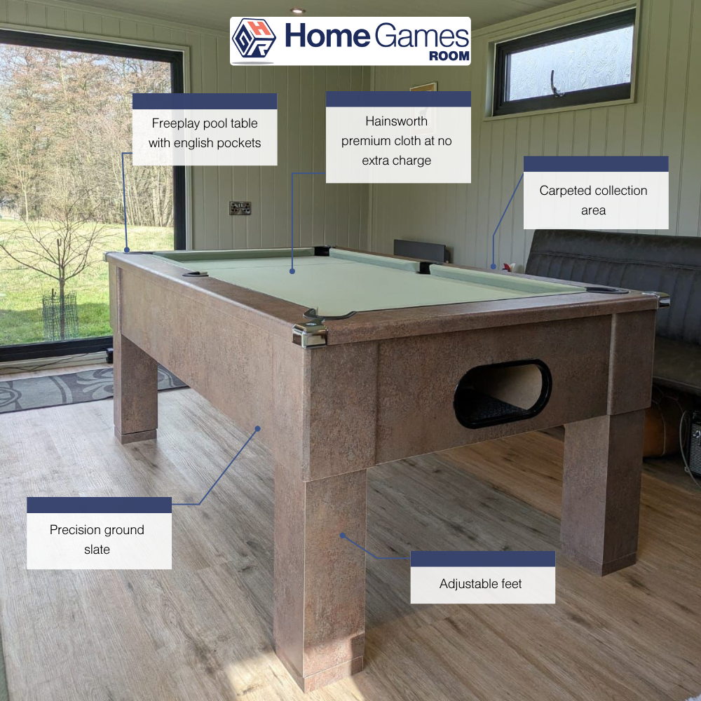 Cry Wolf Slate Bed Indoor Square Leg Pool Table - Bronze