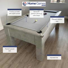 Cry Wolf Slate Bed Indoor Square Leg Pool Table - Urban Grey