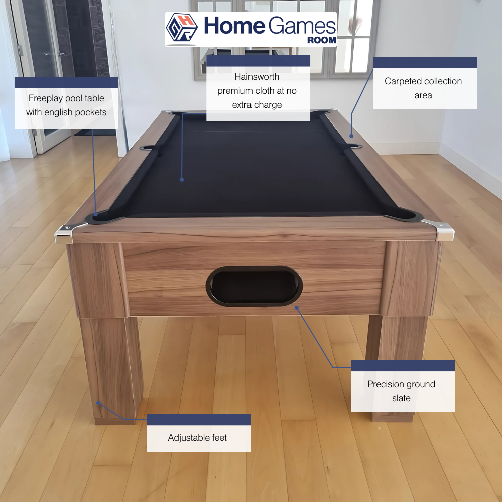 Cry Wolf Slate Bed Indoor Square Leg Pool Table - Walnut