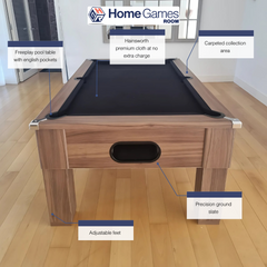 Cry Wolf Slate Bed Indoor Square Leg Pool Table - Walnut