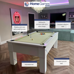 Cry Wolf Slate Bed Indoor Square Leg Pool Table - White