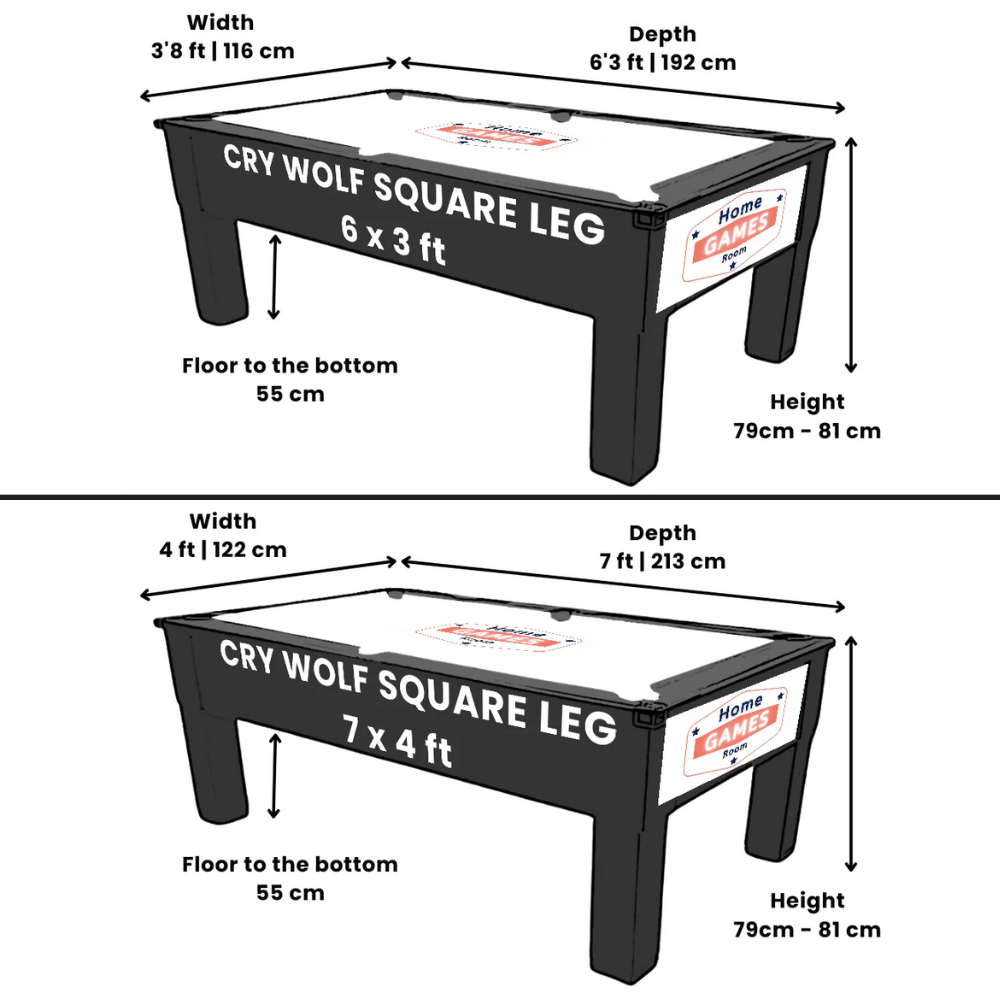 Cry Wolf Slate Bed Indoor Square Leg Pool Table - Midnight Blue