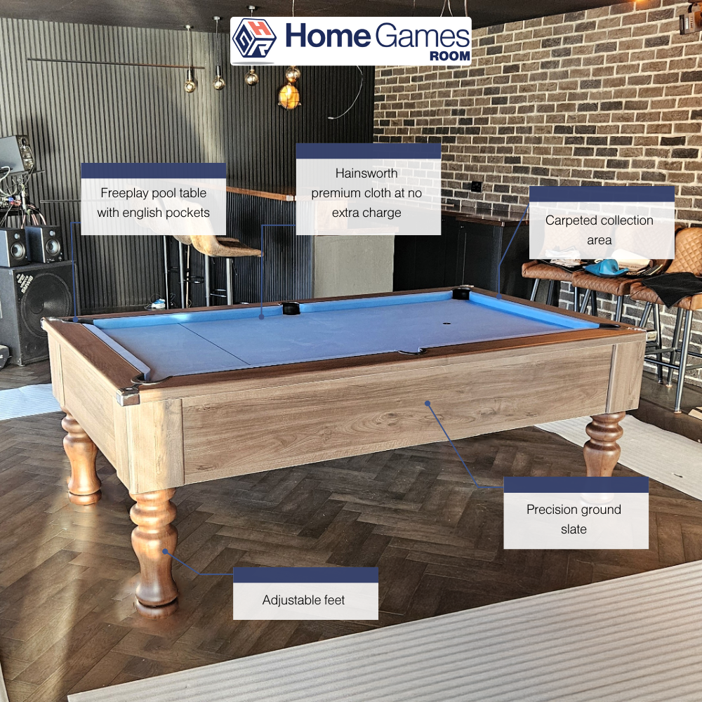 Cry Wolf Slate Bed Indoor Turned Leg Pool Table - Dark Walnut