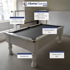 Cry Wolf Slate Bed Indoor Turned Leg Pool Table - White