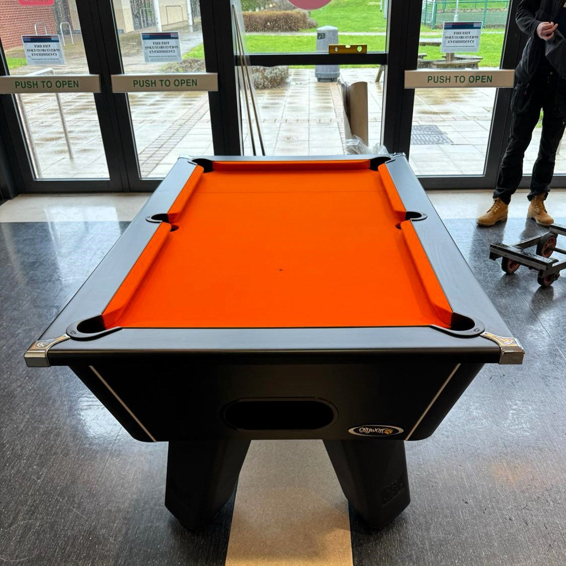 Cry Wolf Indoor Pool Table | Black | Elite Pro Orange Cloth