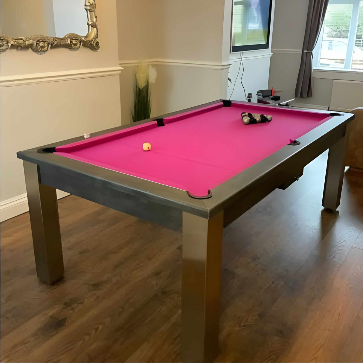 FMF Elixir Pool Dining Table | Anthracite Slate | Elite Pro Fuchsia Cloth