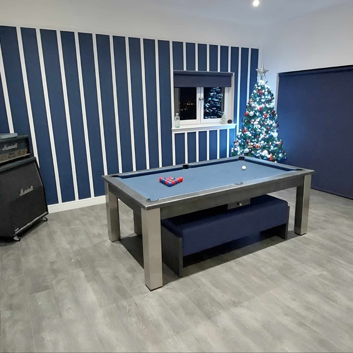 FMF Elixir Pool Dining Table | Anthracite Slate | Smart Cadet Blue Cloth