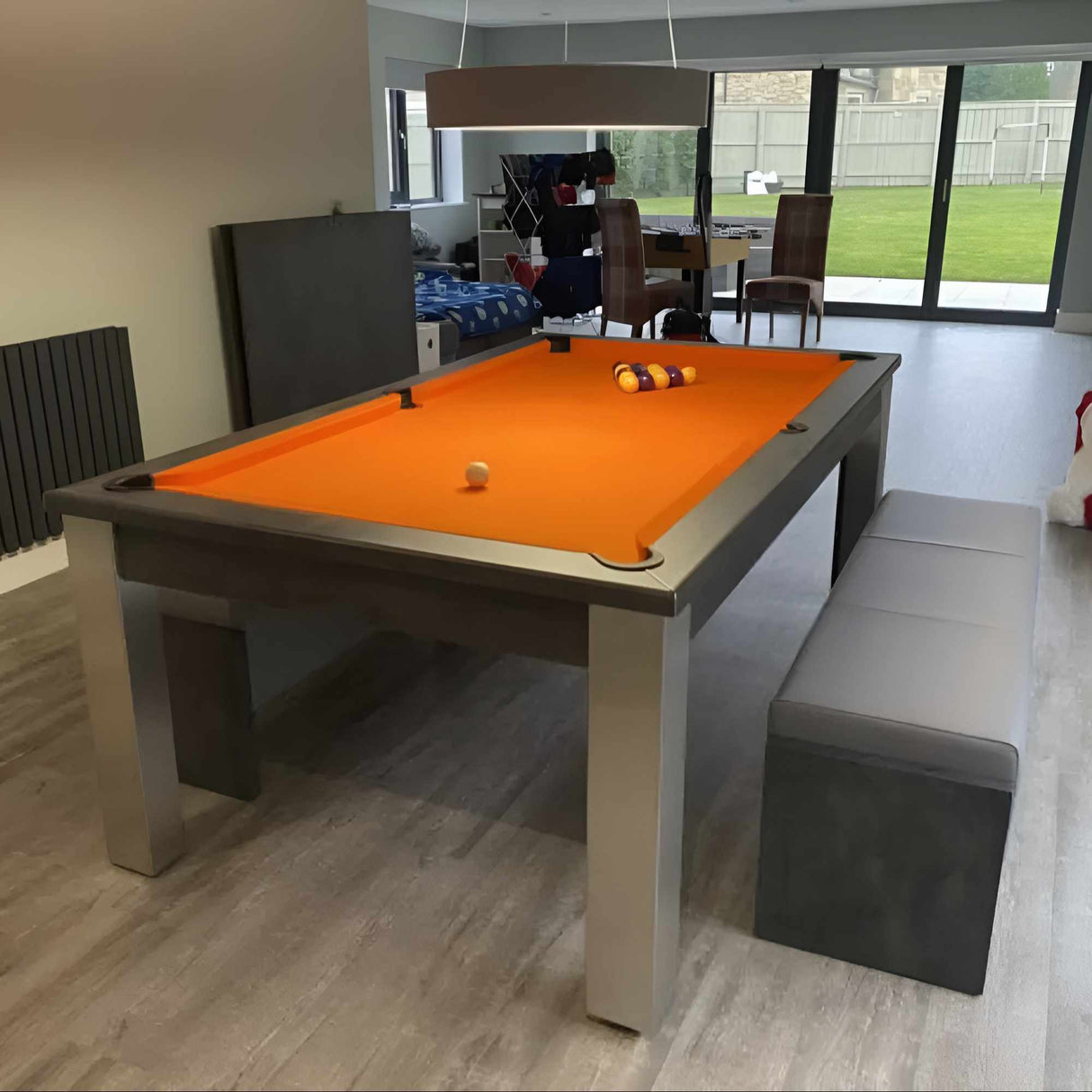 FMF Elixir Pool Dining Table | Anthracite Slate | Smart Orange Cloth