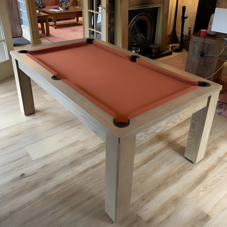 FMF Elixir Pool Dining Table | Rustic Oak | Smart Paprika Cloth