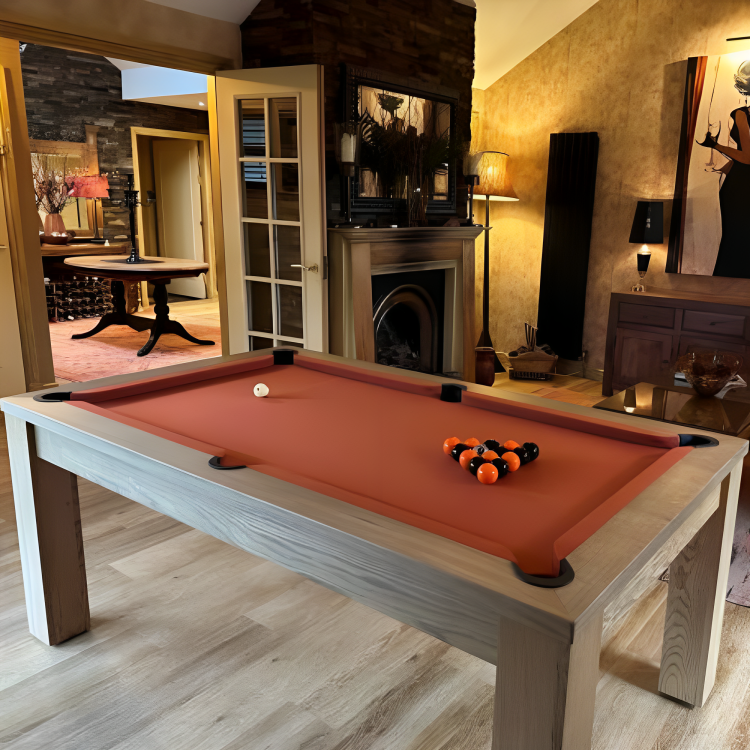 FMF Elixir Pool Dining Table | Rustic Oak | Smart Paprika Cloth