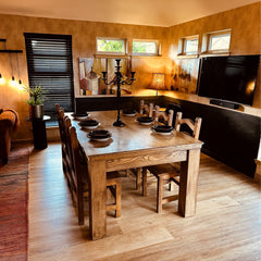 FMF | Elixir Slate Bed Pool Dining Table | Rustic Oak