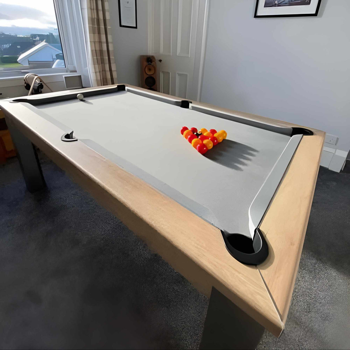 FMF Elixir Pool Dining Table | Nebraska Oak | Elite Pro Banker Grey Cloth