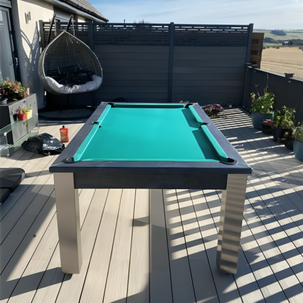 FMF Elixir Outdoor Pool Dining Table | Anthracite Slate | Elite Pro American Green Cloth