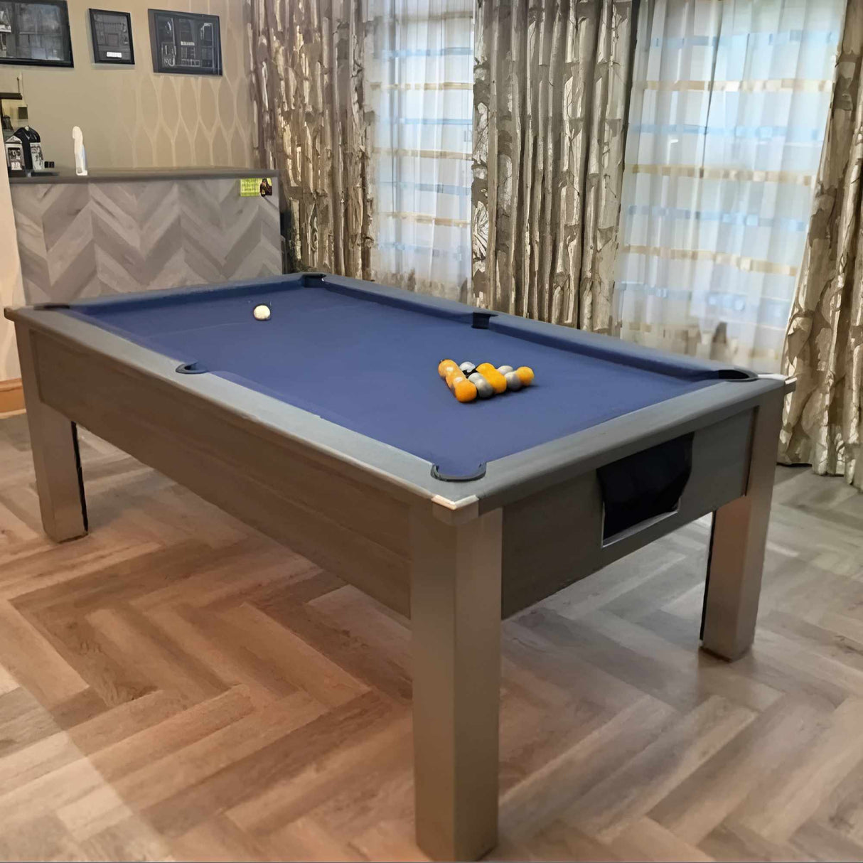 FMF Spirit Tournament Pool Table | Metallic Graphite Grey | Elite Pro Cadet Blue Cloth
