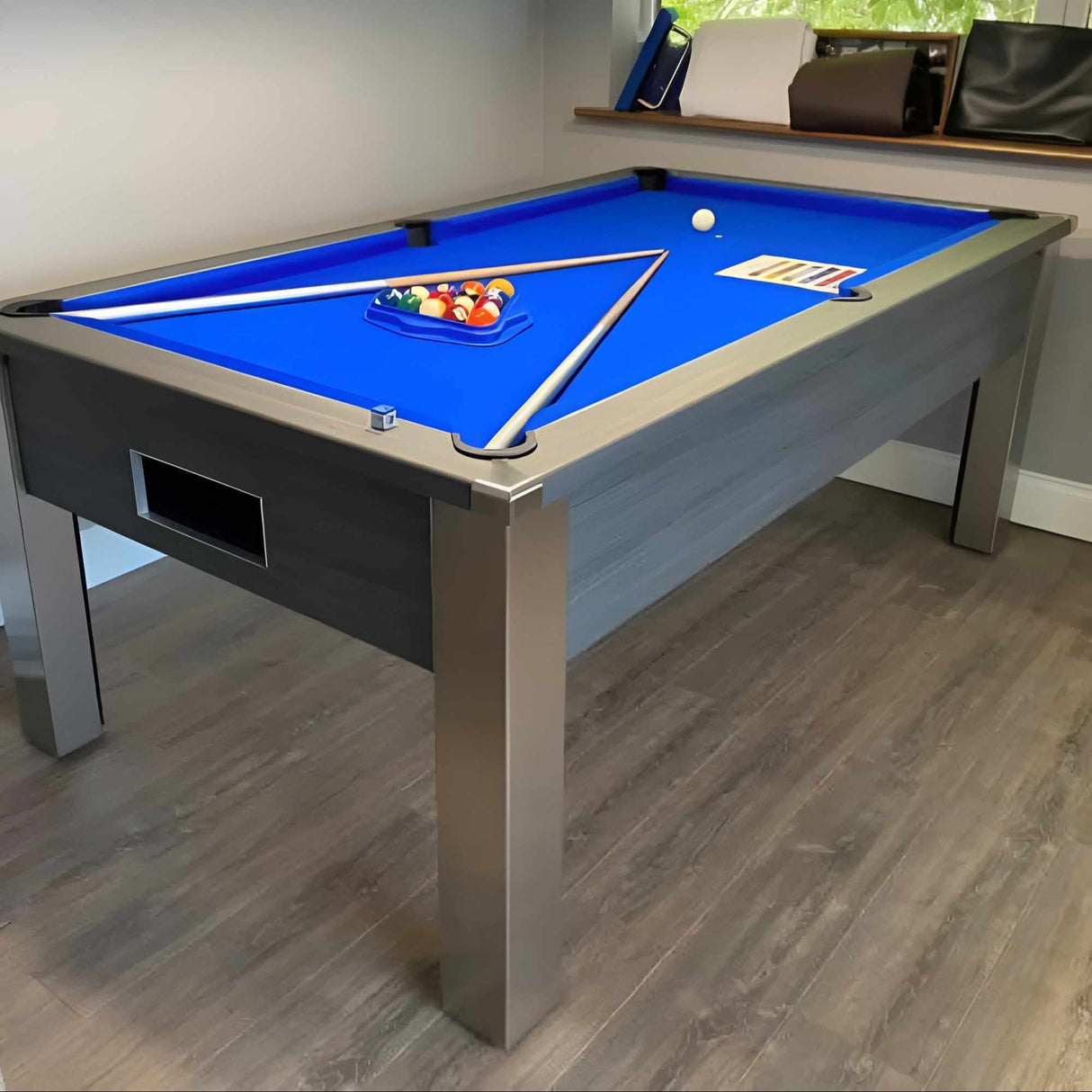FMF Spirit Tournament Pool Table | Metallic Graphite Grey | Elite Pro Royal Blue Cloth