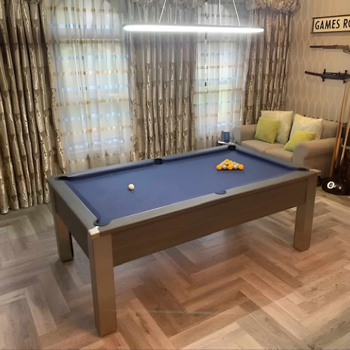 FMF Spirit Tournament Pool Table | Metallic Graphite Grey | Elite Pro Cadet Blue Cloth