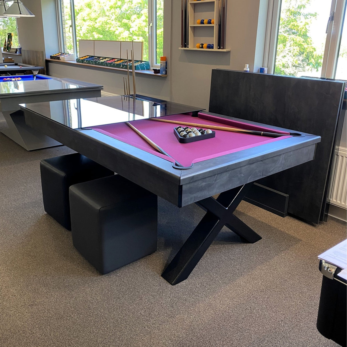 FMF Xcalibur Pool Dining Table | Various Finishes | Elite Pro Fuchsia Cloth