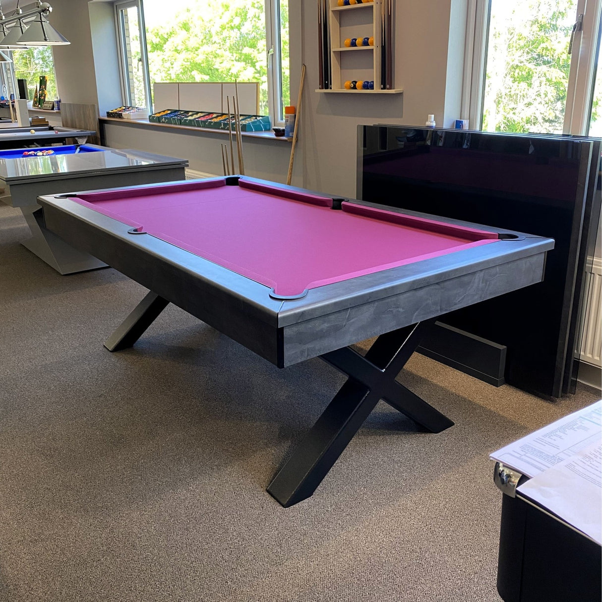 FMF Xcalibur Pool Dining Table | Various Finishes | Elite Pro Fuchsia Cloth
