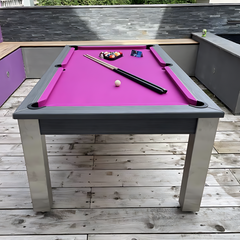 FMF Elixir Outdoor Pool Dining Table | Anthracite Slate | Elite Pro Fuchsia Cloth