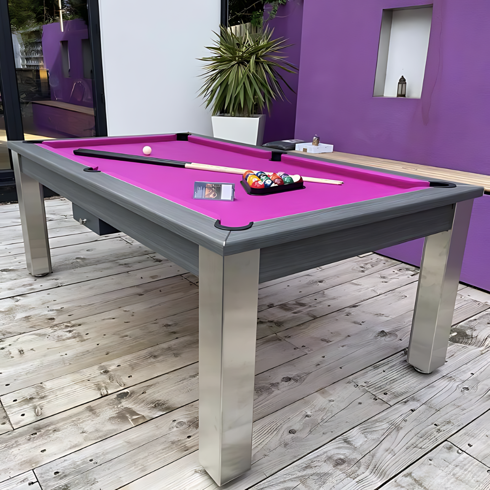 FMF Elixir Outdoor Pool Dining Table | Anthracite Slate | Elite Pro Fuchsia Cloth