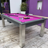 FMF Elixir Outdoor Pool Dining Table | Anthracite Slate | Elite Pro Fuchsia Cloth