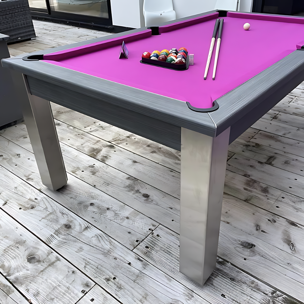 FMF Elixir Outdoor Pool Dining Table | Anthracite Slate | Elite Pro Fuchsia Cloth