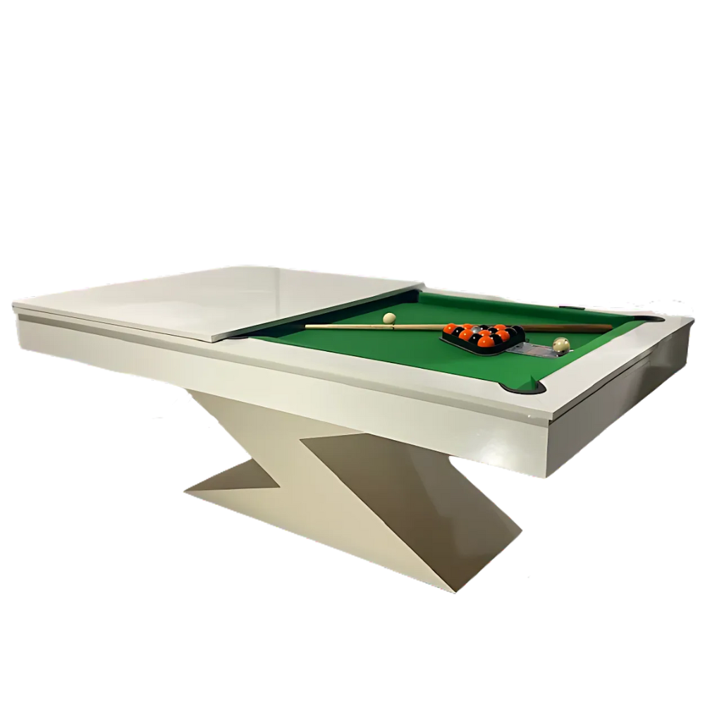 Lightning Slate Bed Pool Dining Table | Gloss White