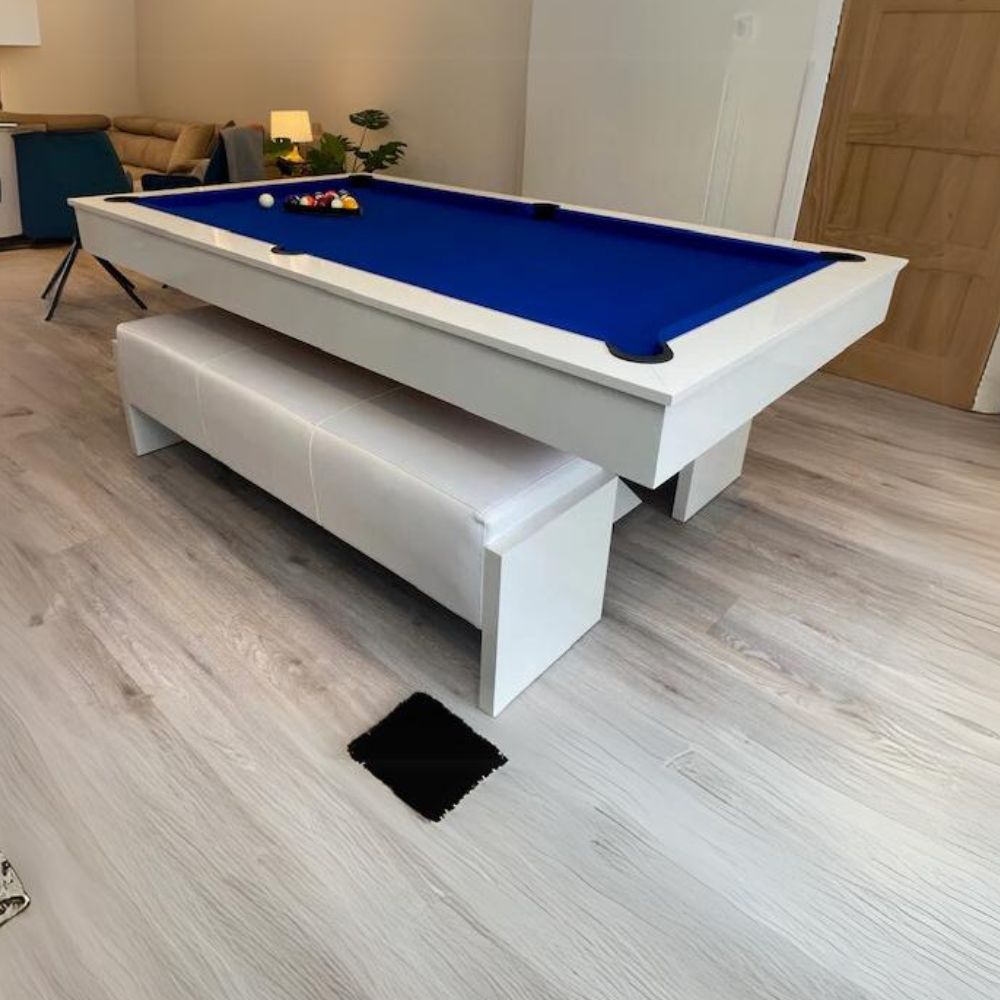 Lightning Slate Bed Pool Dining Table | Gloss White