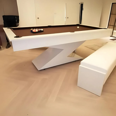Lightning Slate Bed Pool Dining Table | Gloss White