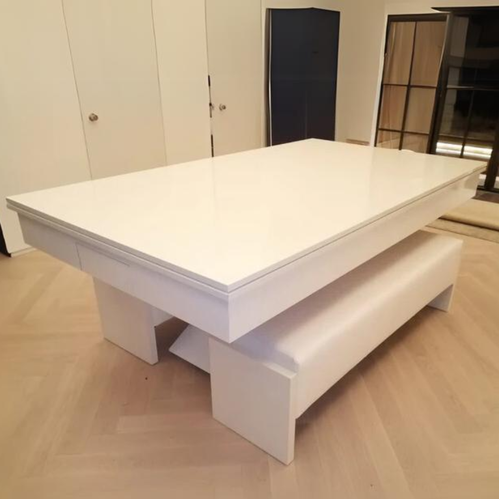 Lightning Slate Bed Pool Dining Table | Gloss White