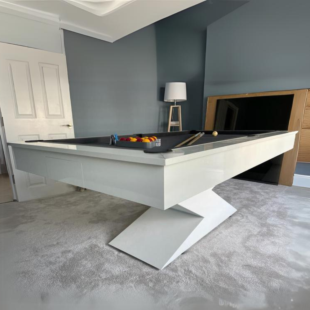 Lightning Slate Bed Pool Dining Table | Gloss White