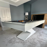 Lightning Slate Bed Pool Dining Table | Gloss White