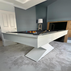 Lightning Slate Bed Pool Dining Table | Gloss White