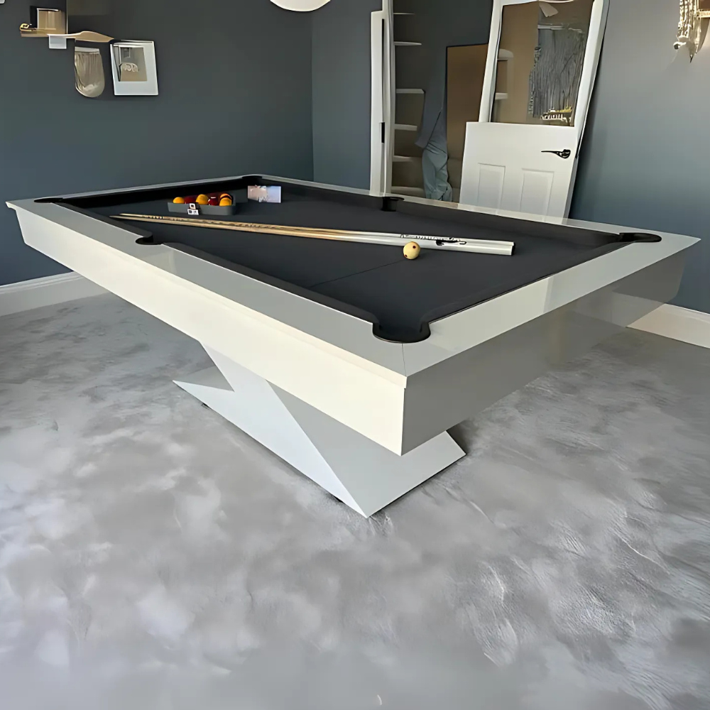 Lightning Slate Bed Pool Dining Table | Gloss White