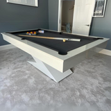 Lightning Slate Bed Pool Dining Table | Gloss White