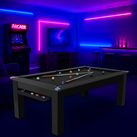 Modern Slate Bed Pool Dining Table | Black | Smart Black Cloth